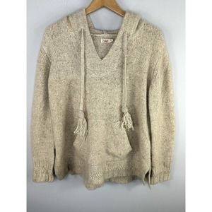 Faherty Women's Altitude Cashmere Oatmeal Poncho Hoodie Sweater M/L